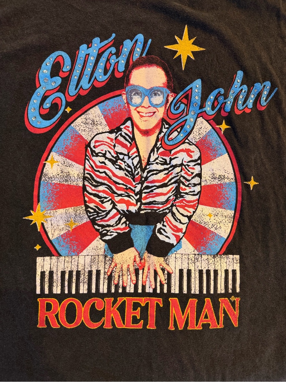 Converse Elton John Rocket Man Graphic Tee - Black with Red & Blue Print